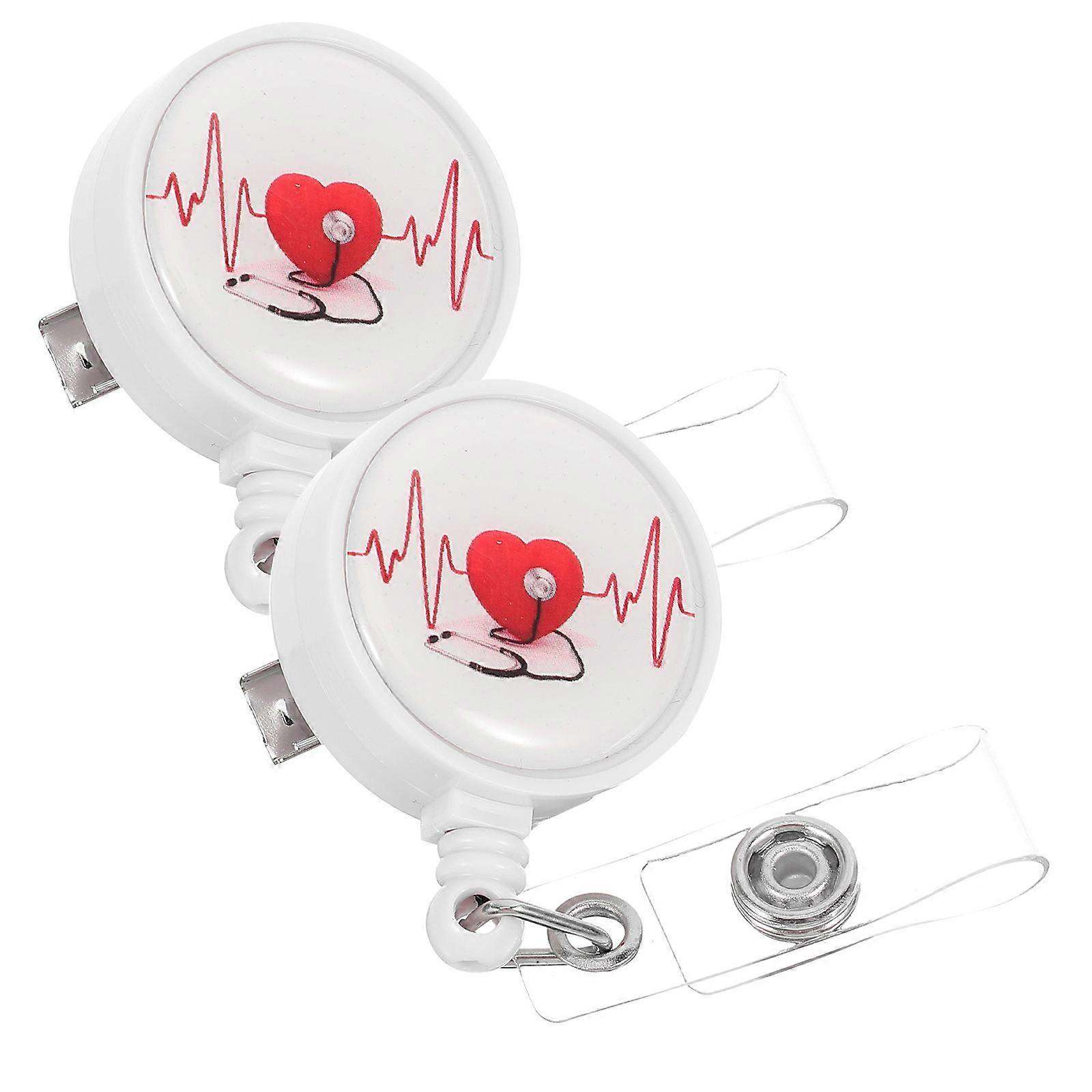 Retractable Badge Holder Badge Buckles for Medical Staff Uniforms Abs Multi Color 2Pcs