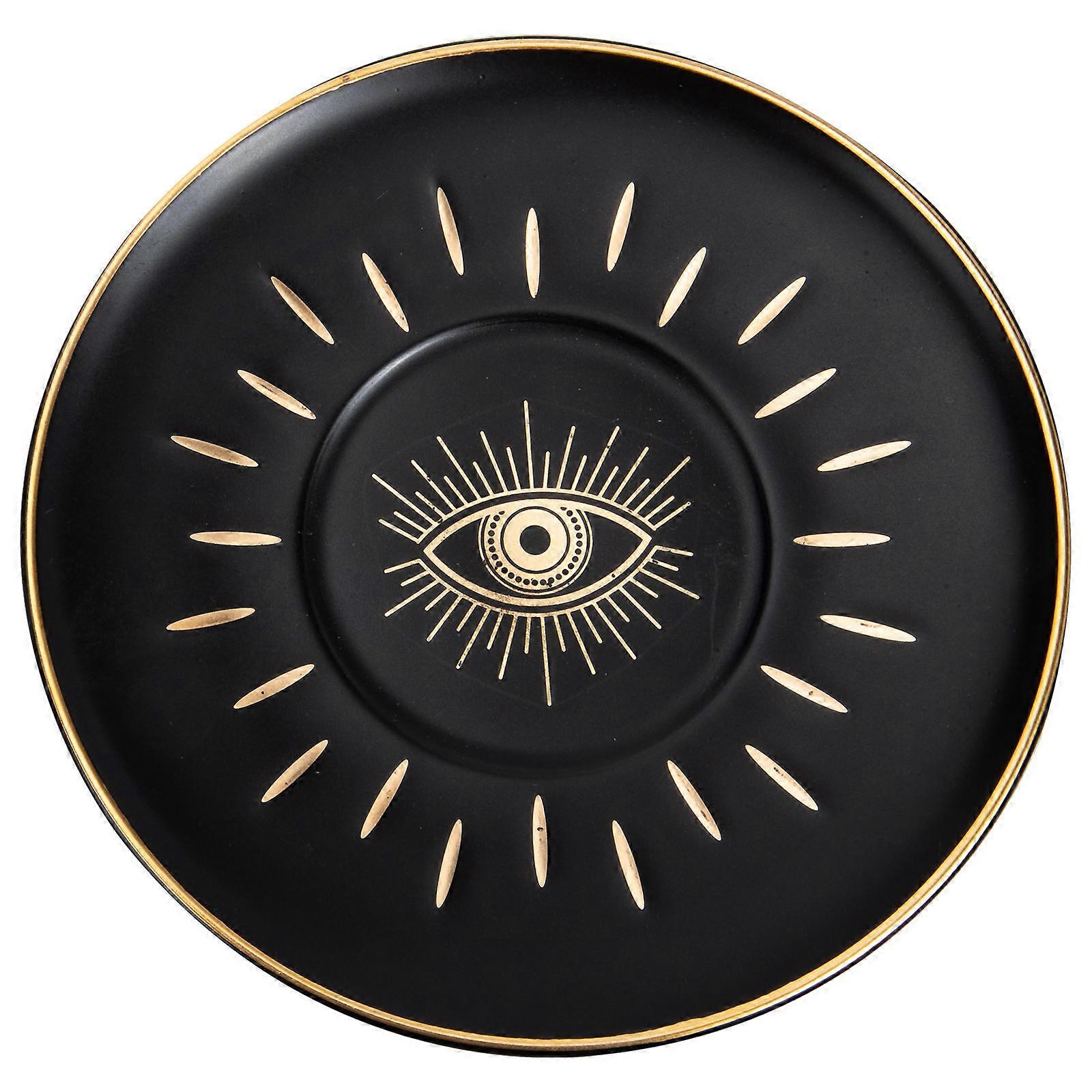 's Eye Patterned Tray for Food Serving 4Pcs Black Plates