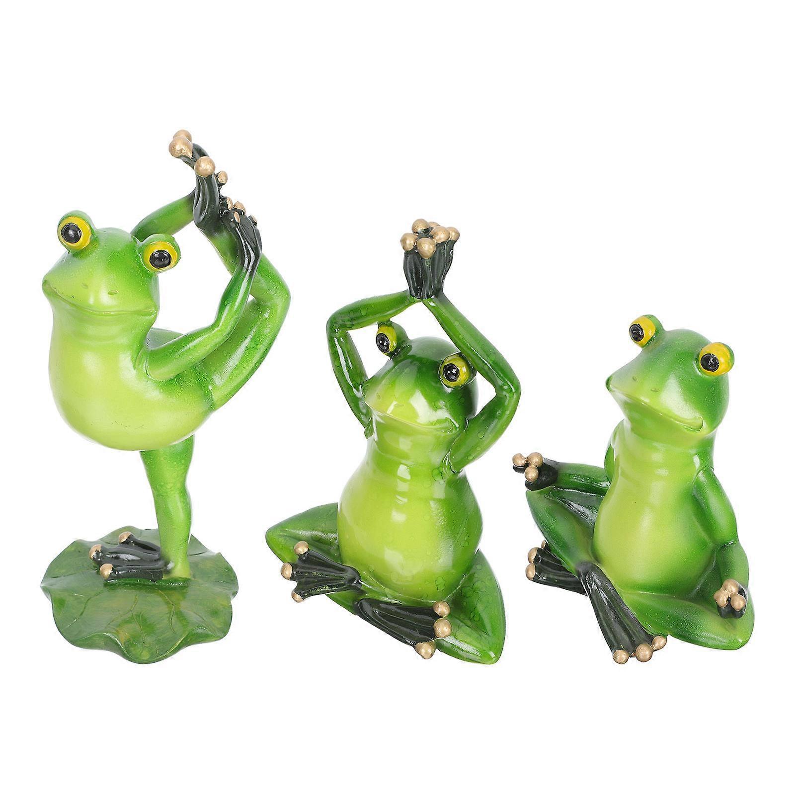 Lifelike Frogs Simulation Frogs for Decorating 3Pcs Resin Green Models