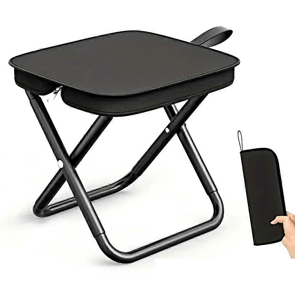 Portable Folding Stool For Adults Lightweight Camping Chair, Compact Outdoor Stool, 265 Lbs Capacity, Black And Khaki