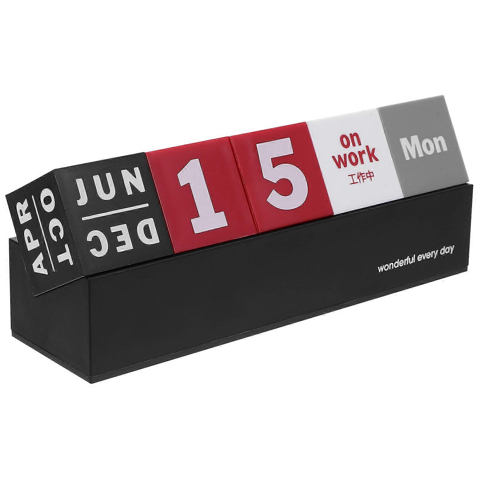 Desktop Calendar Cube Block Wooden Calendar Display Reusable 1Pack
