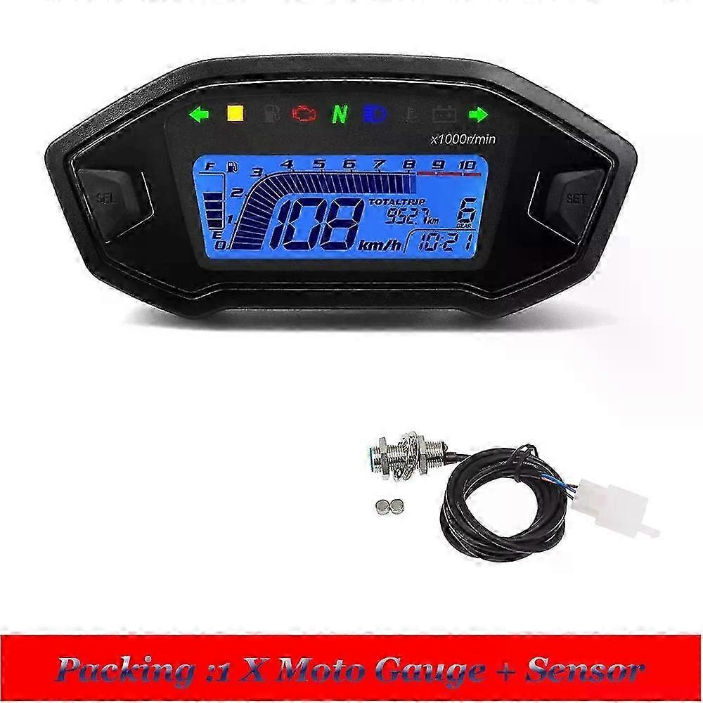 Motorcycle Digital Speedometer Universal LCD Motor Tachometer Instrument Cluster Turn Signal Light Indicator Voltmeter Oil Gauge 26s