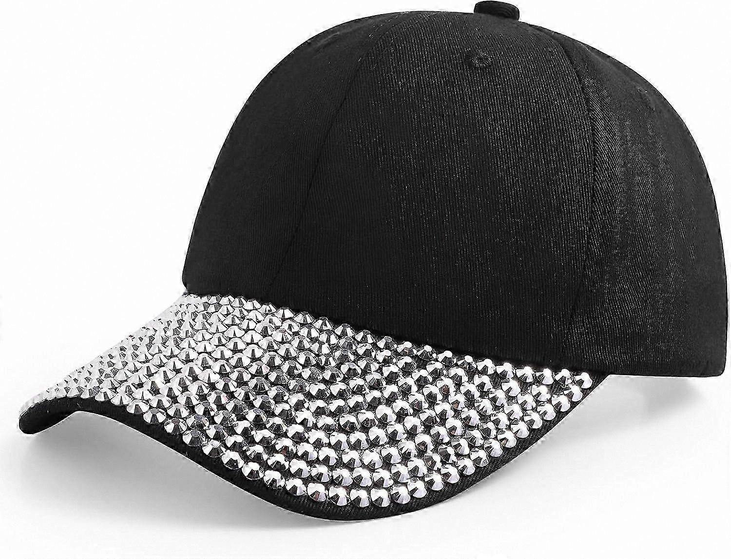 Women's Rhinestone Studded Baseball Cap Sparkling Bling Dad Hat Mesh Sun Cap