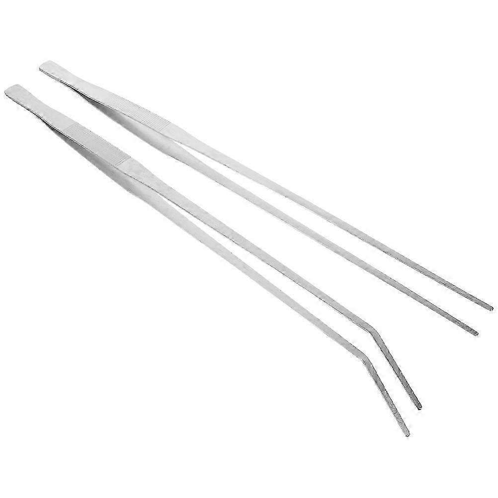 2pcs Extra Large Tweezers Portable Metal Feeding Tongs for Reptile Fish Long Handle Feeder Tongs_c*