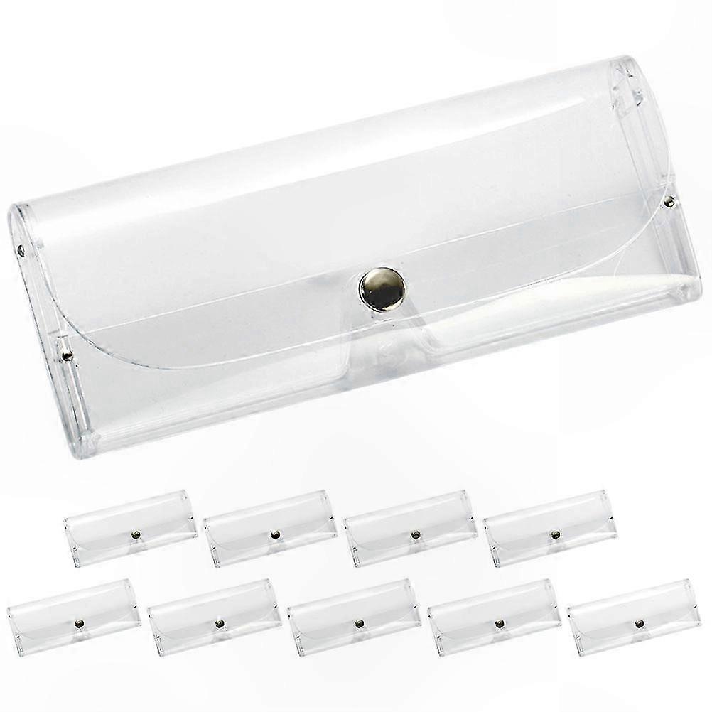 10 Pack Clear Eyeglass Cases Transparent Protective Storage for Sunglasses with Button Closure