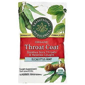 Medicinali tradizionali, Gocce per la tosse biologiche Throat Coat®, Eucalipto e Menta, 16 pastiglie per la tosse al mentolo