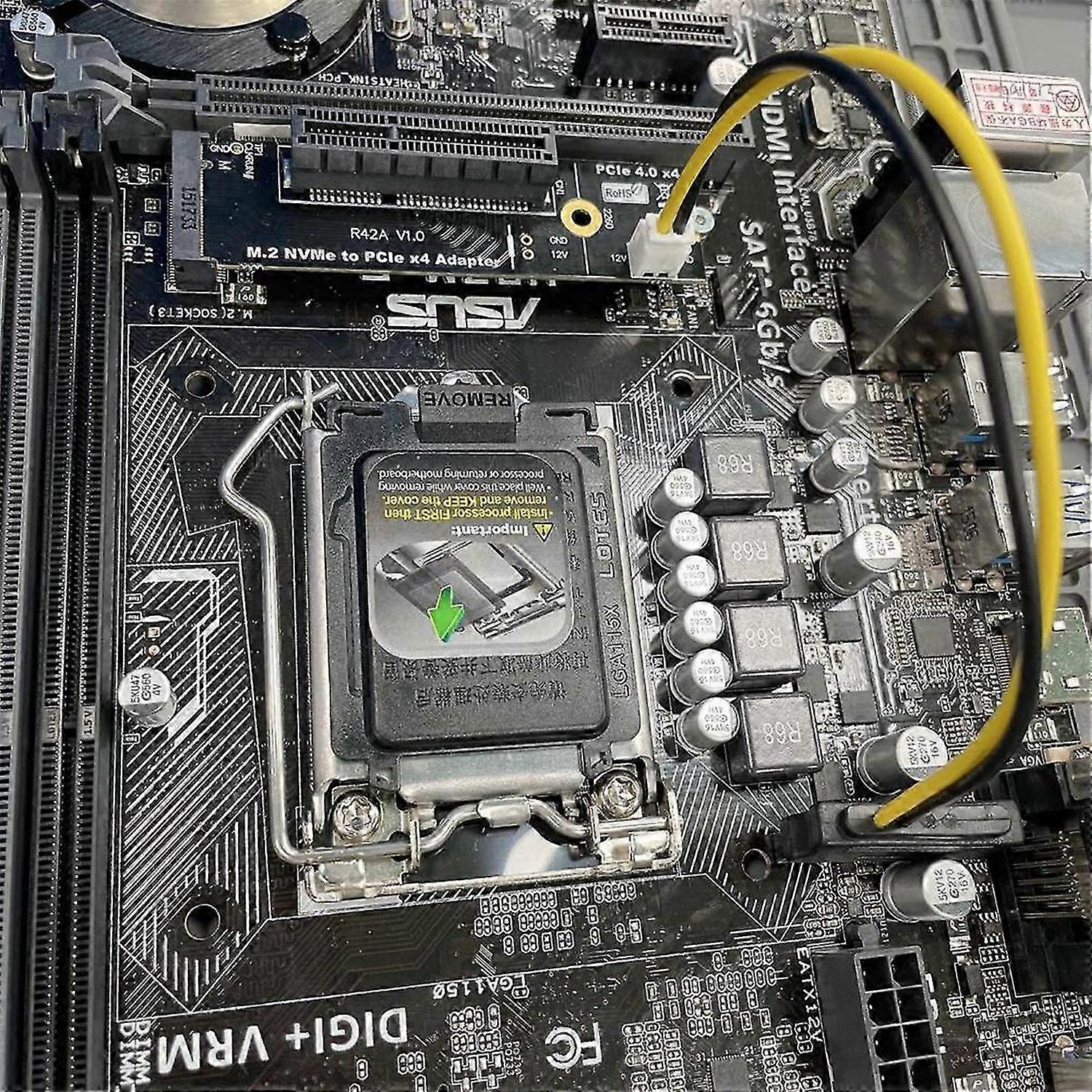 M2 NVMe Key-M to PCI-E 4.0 X4 Riser Card Adapter Board Converter Card with SATA Power Cord for M.2 M