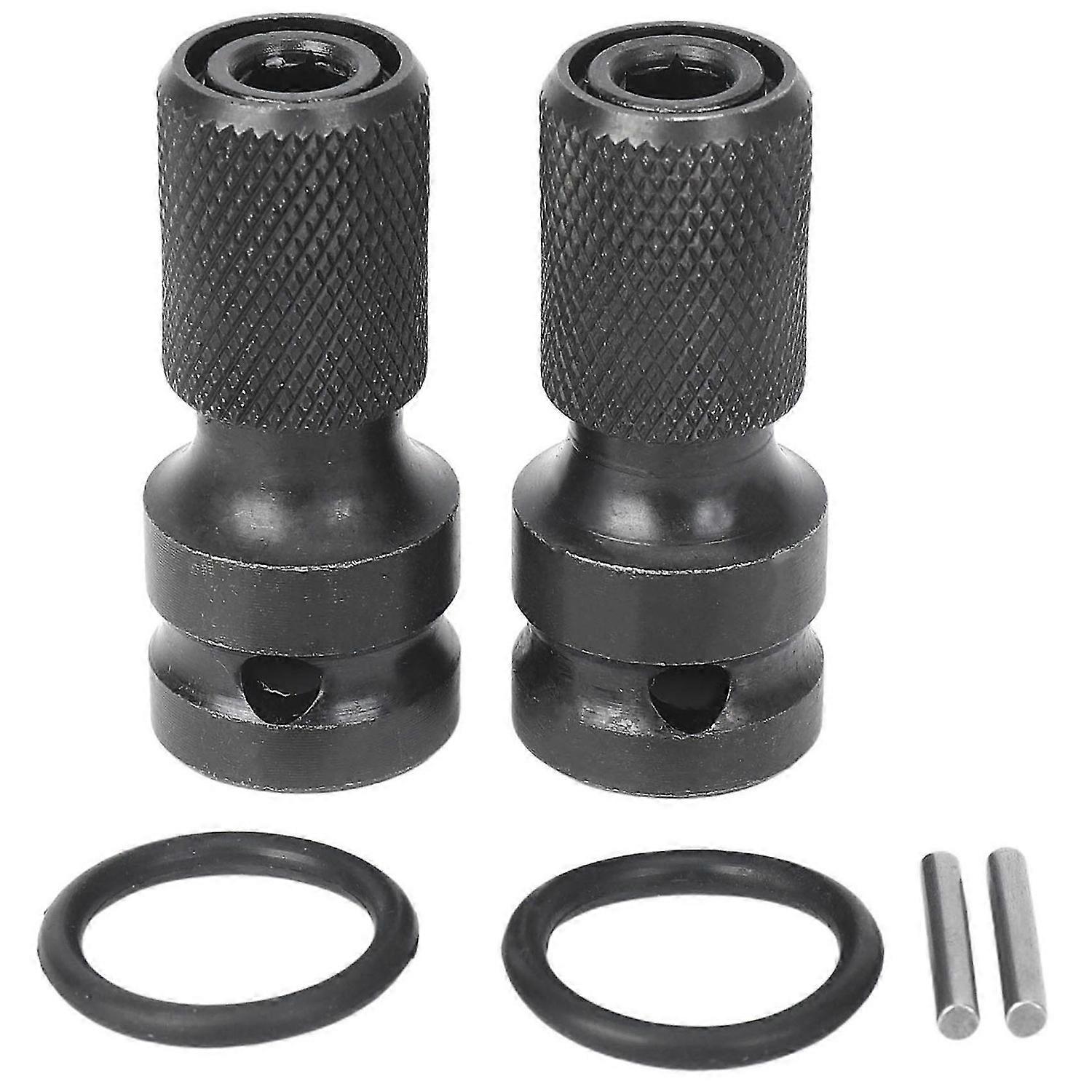 2 Pack 1/2 Square Drive to 1/4 Hex Shank Socket Adapter Quick Release Chuck Converter for Impact Rat