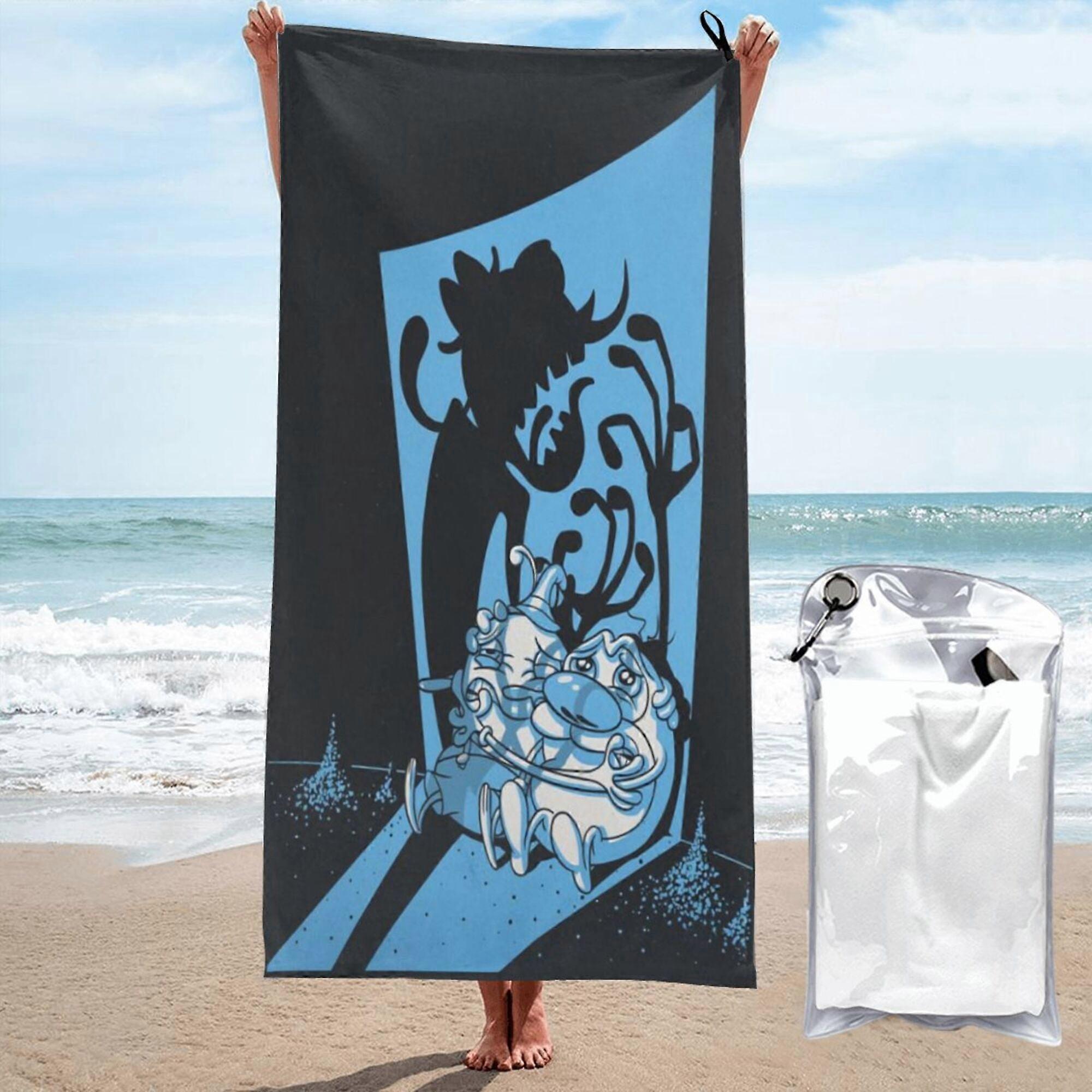 Serviette de bain à séchage rapide en microfibre, motif dessin animé The Ren And Stimpy Show, pour la plage et la natation, pour un usage quotidien, 69,8 x 140 cm