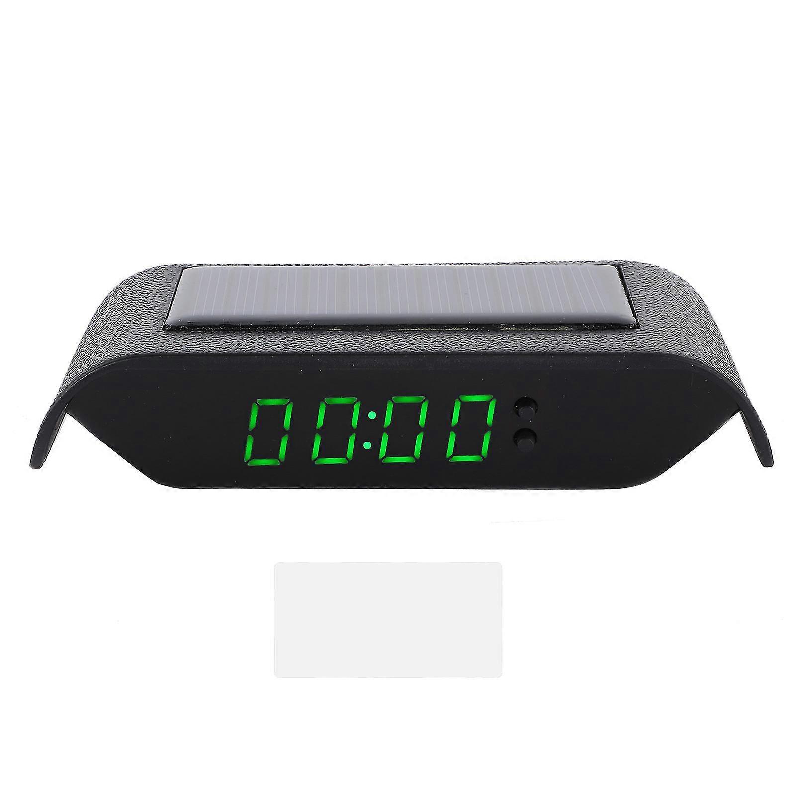 2025 Car Digital Clock Auto Truck Solar Powered Time Date Temperature LCD Display Wiring FreeGreen Light