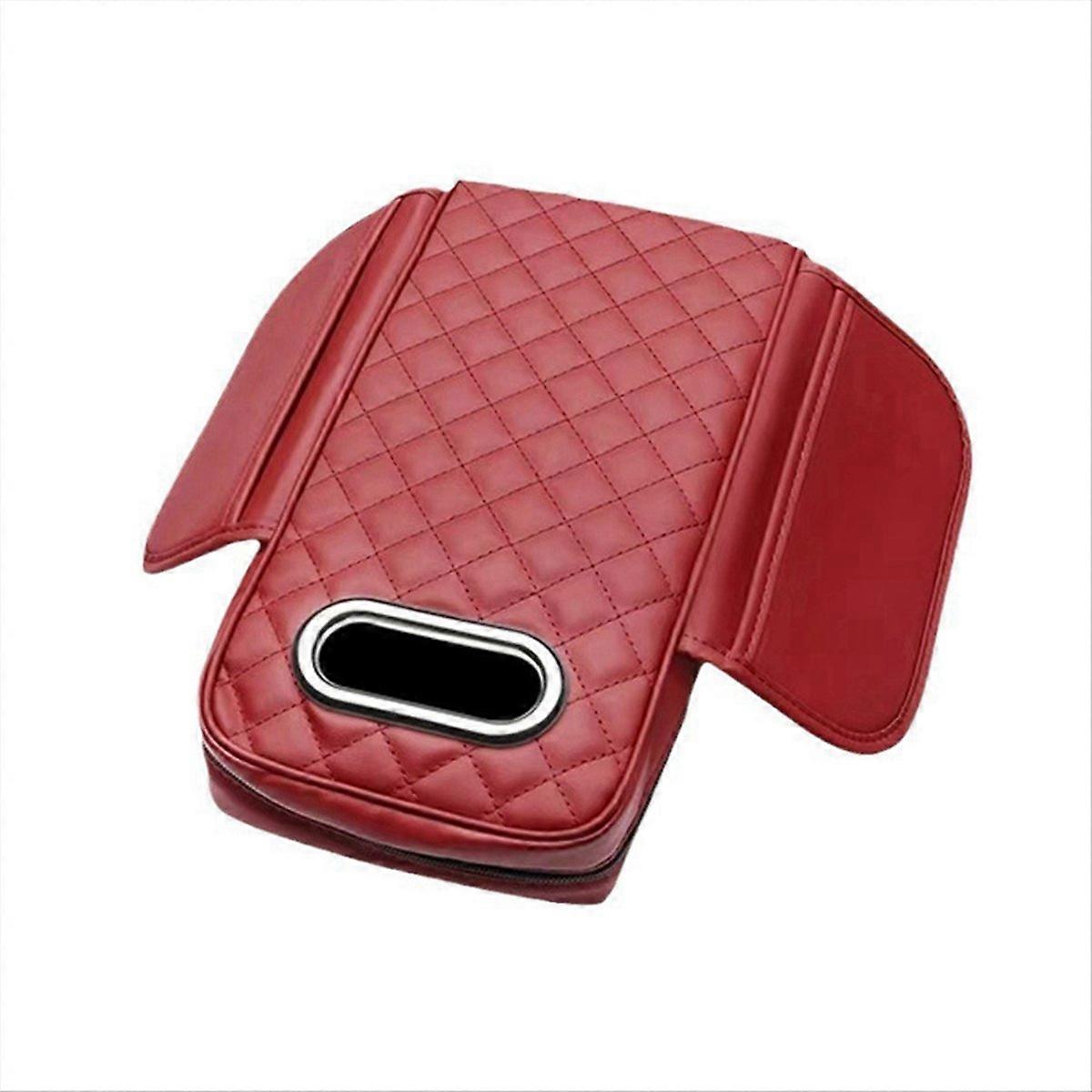 Car Armrest Cover PU with Tissue Storage Memory Foam Height Pad B