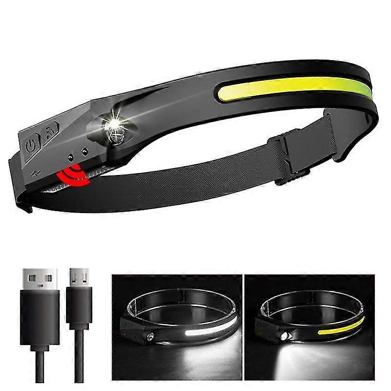 5 Lighting Modes Cob Led Headlamp Sensor Headlight Flashlight Usb Rechargeable Head Lamp Torch Work Light