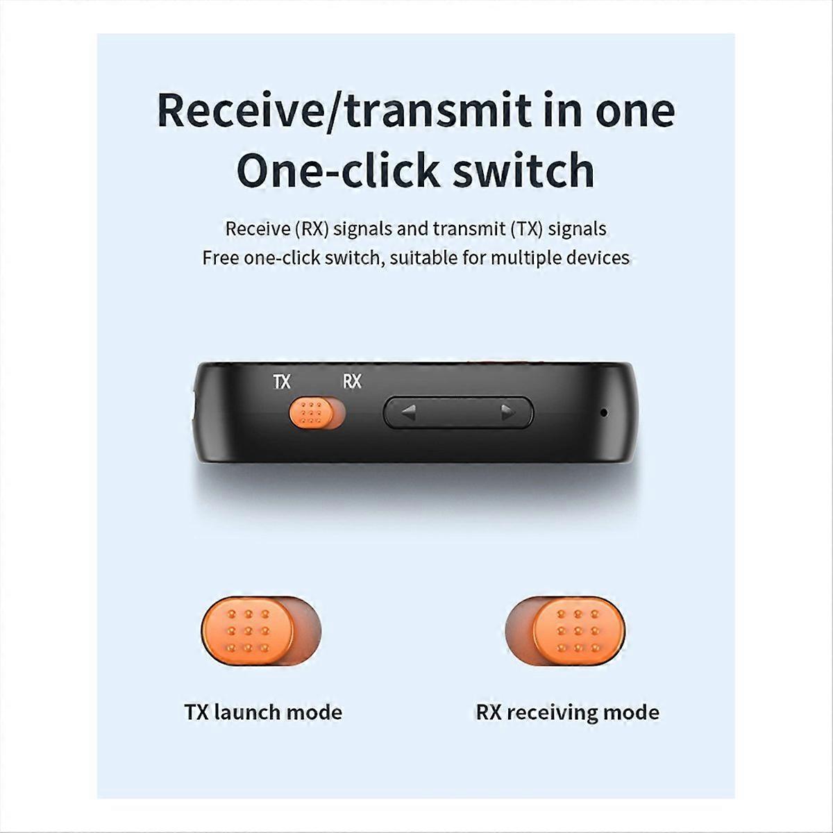 Bluetooth 5.3 Audio Transmitter and Receiver 2 in 1 Wireless 3.5mm Aux Audio Adapter Bluetooth Transmitter