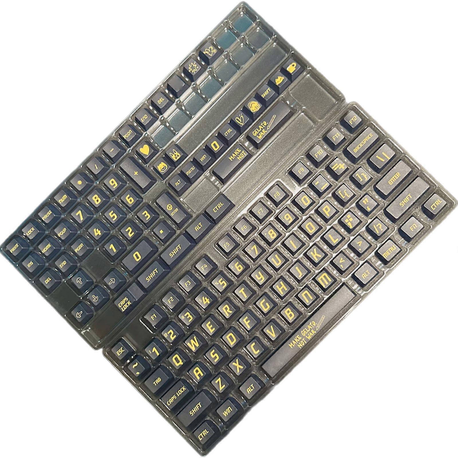 130Keys Thick PBT Keycaps Set Full Layout in Black for Multiple Mechanical Keyboards Keycaps Replacement Multicolor