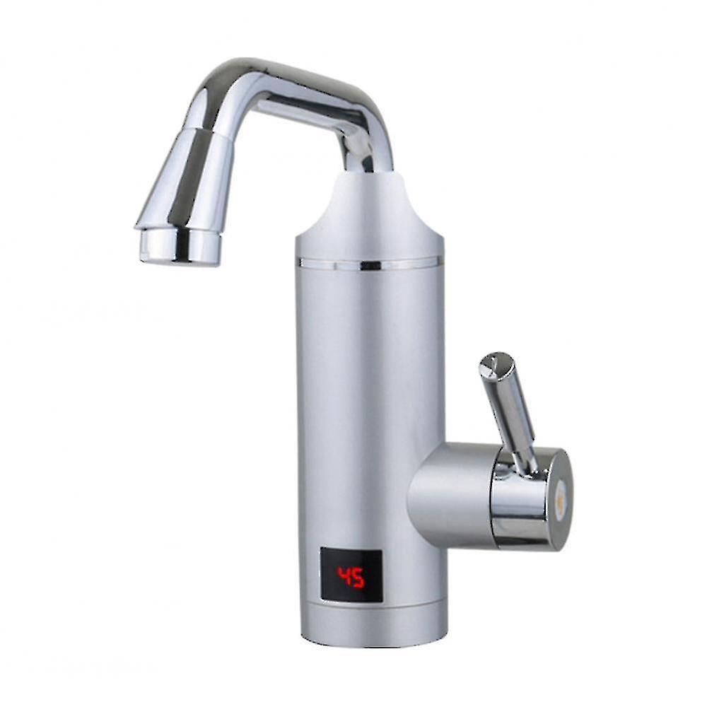 蛇口デジタルディスプレイ温水および冷水タップミキサー給湯器キッチンシンク、Euプラグシルバー付き
