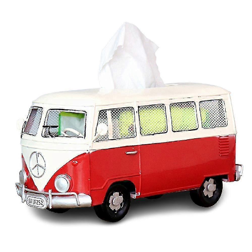 Support de mouchoir en papier de voiture rétro en fer forgé Creative Bus Tissue Box H