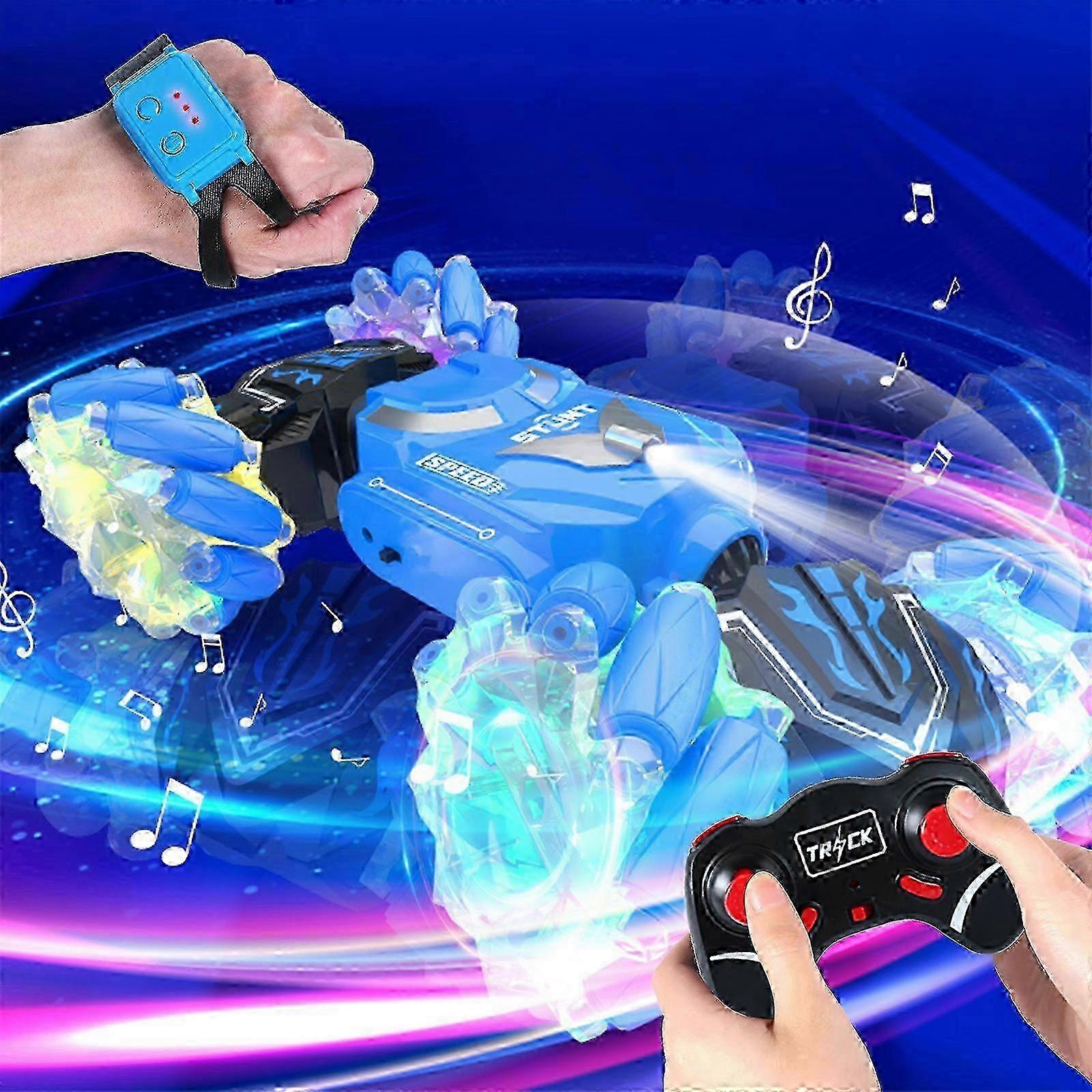 RC Stunt Car Toys For 6-12 Year Old Kids - 4WD Remote Control Car With Watch Controller- Gesture Sensor - Rotating RC Car With Lights, Music