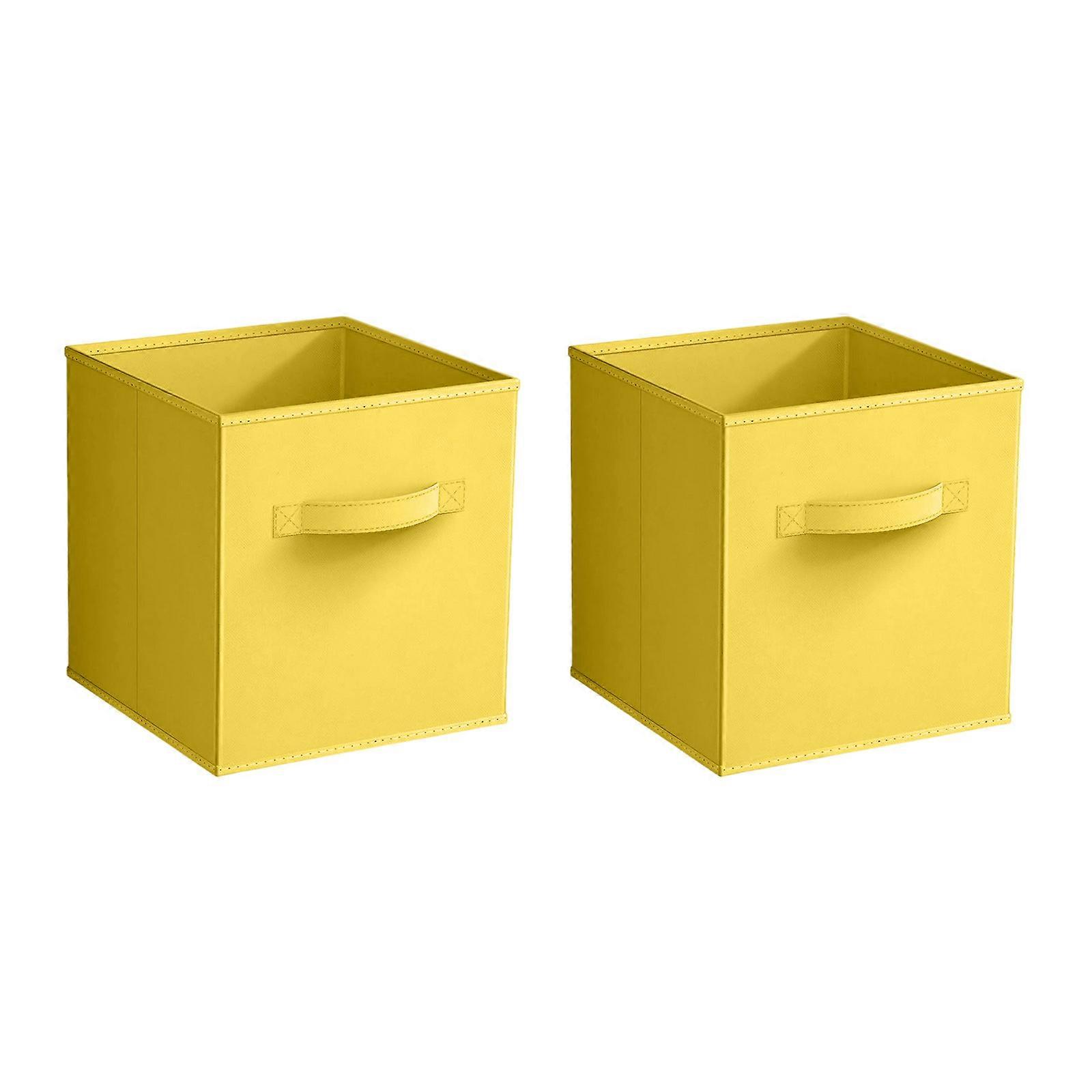 Portable Foldable Organizers Basket With Handles Multipurpose Storage for Renters Foldable Felt Designs  Yellow