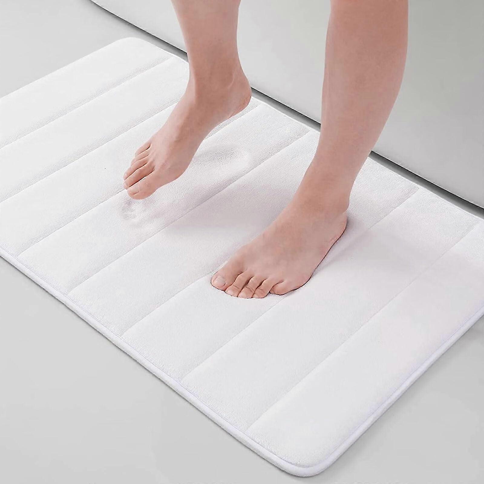 ZOUYUE Memory Foam Bath Mat 24"x16", Ultra Soft, Non-Slip, Water Absorbent, Machine Washable, Off-White