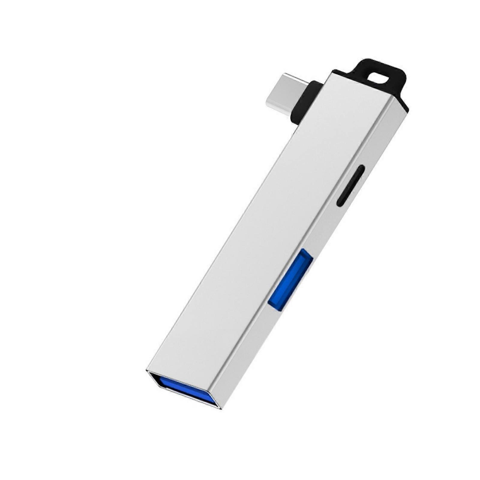 Portable Aluminum Alloy USB C Hub Type C to Type C and Double USB Adapter for Enhances Connectivity on Multiple Systems  Silver