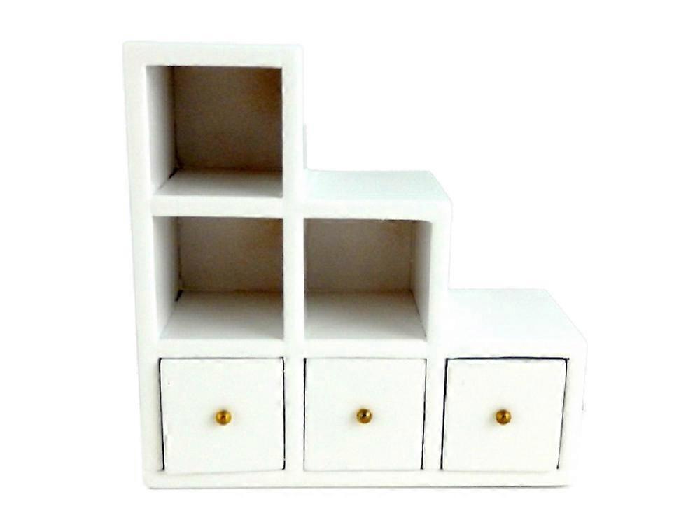 Dolls House White Modern Cube Square Box Miniature Storage Display Unit