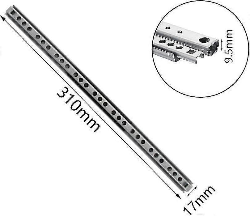 1 Pairs (2 Pieces) Drawer Slides Metal Ball Bearing Drawer Slides Drawer Slides Ball Bearing Slide 17mm Drawer Tracks Length 310mm
