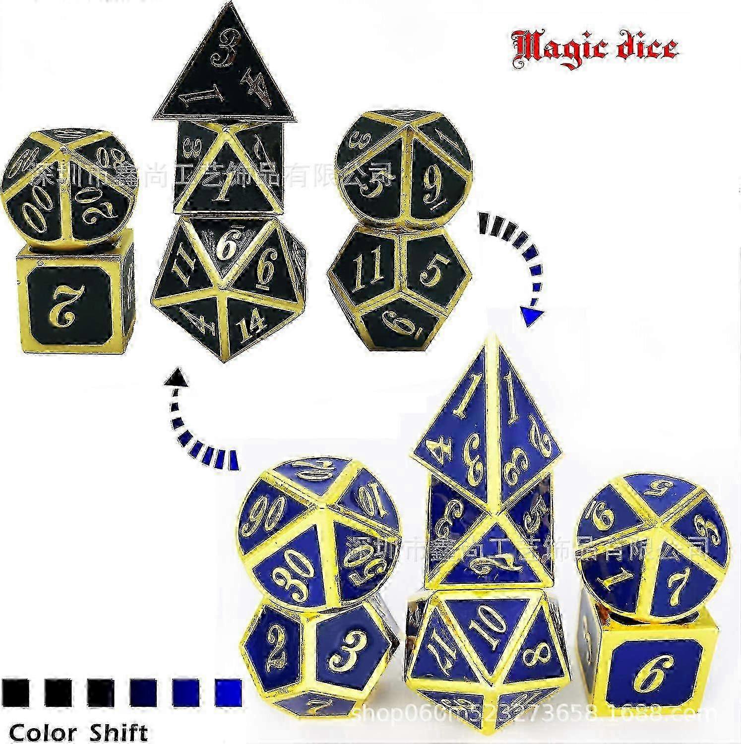Color shift Edge Metal Dice Set Role Playing Dragons Magic Dice Bar Party Table Game Hobbies Gift 7Pcs/Set