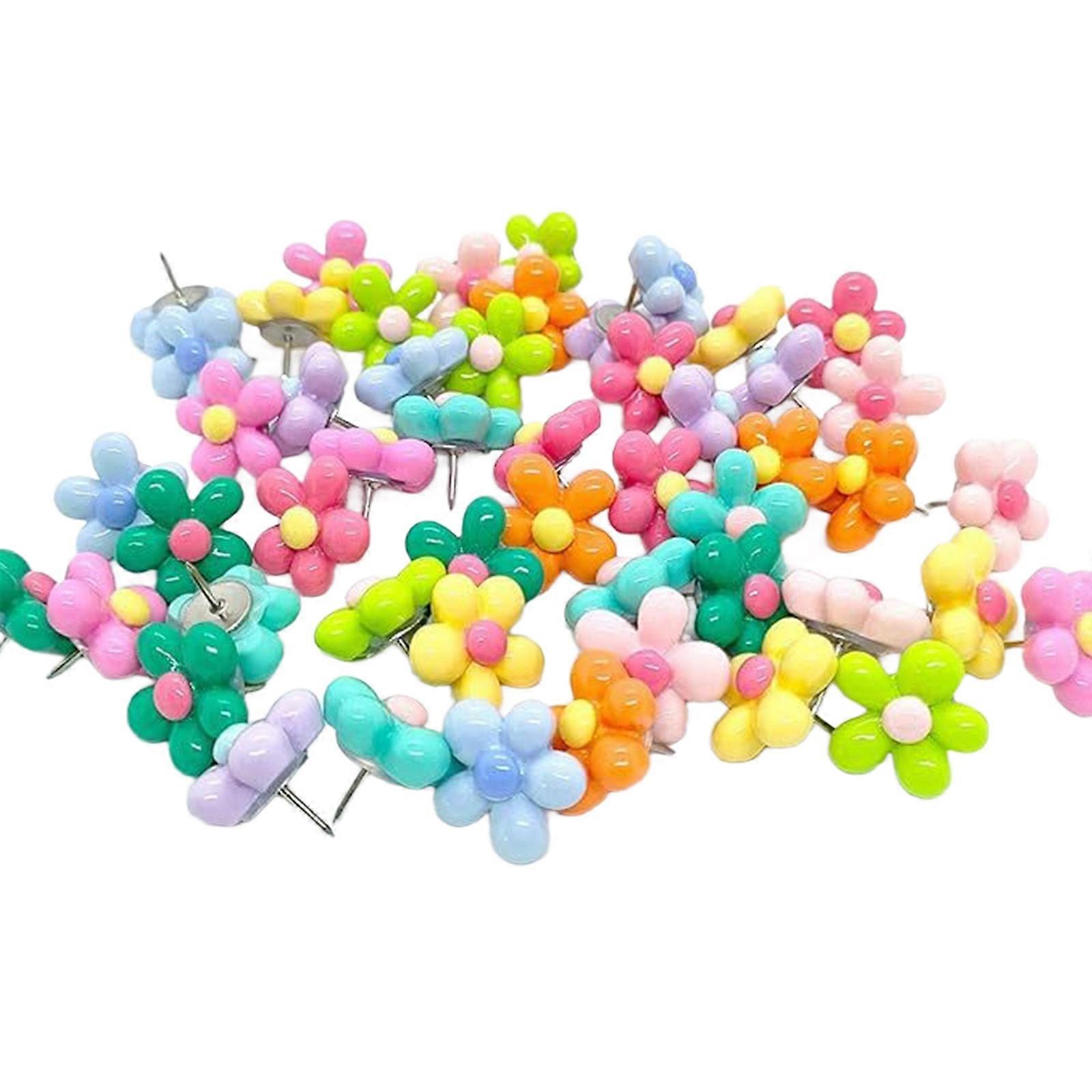 Push Pins Colorful Flower Design Bulletin Boards Wall Art Wall Mounting Tacks School Classroom Stationery Push Pins Set Multicolor