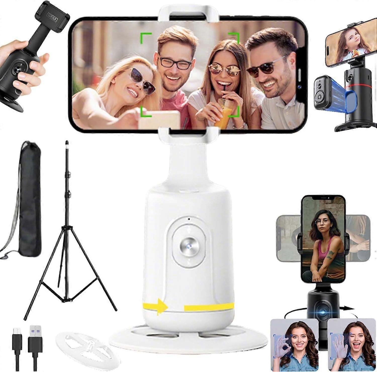 Smart Ai Facial Recognition Phone Tripod, Rechargeable Auto Face Tracking Tripod, 360 Rotation