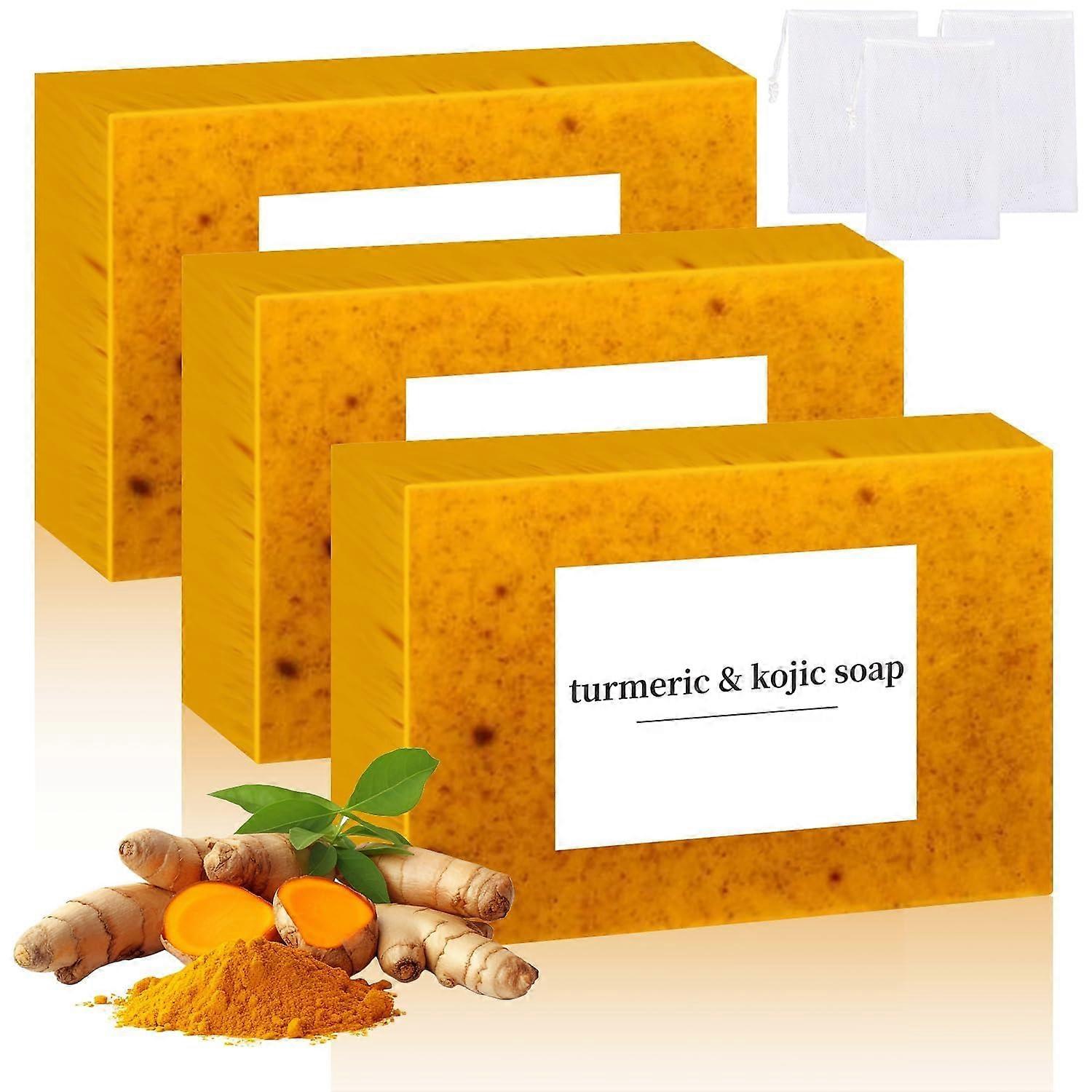 Turmeric Soap for Dark Spots 3 Pack Lemon Acid Bar for Face & Body Deep Cleansing