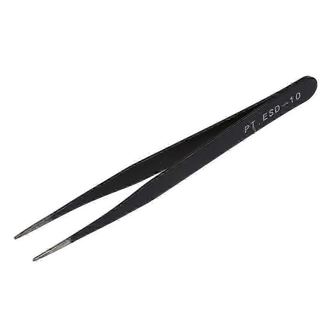 Black Metal Straight Sharp Pointed Tip Tweezer