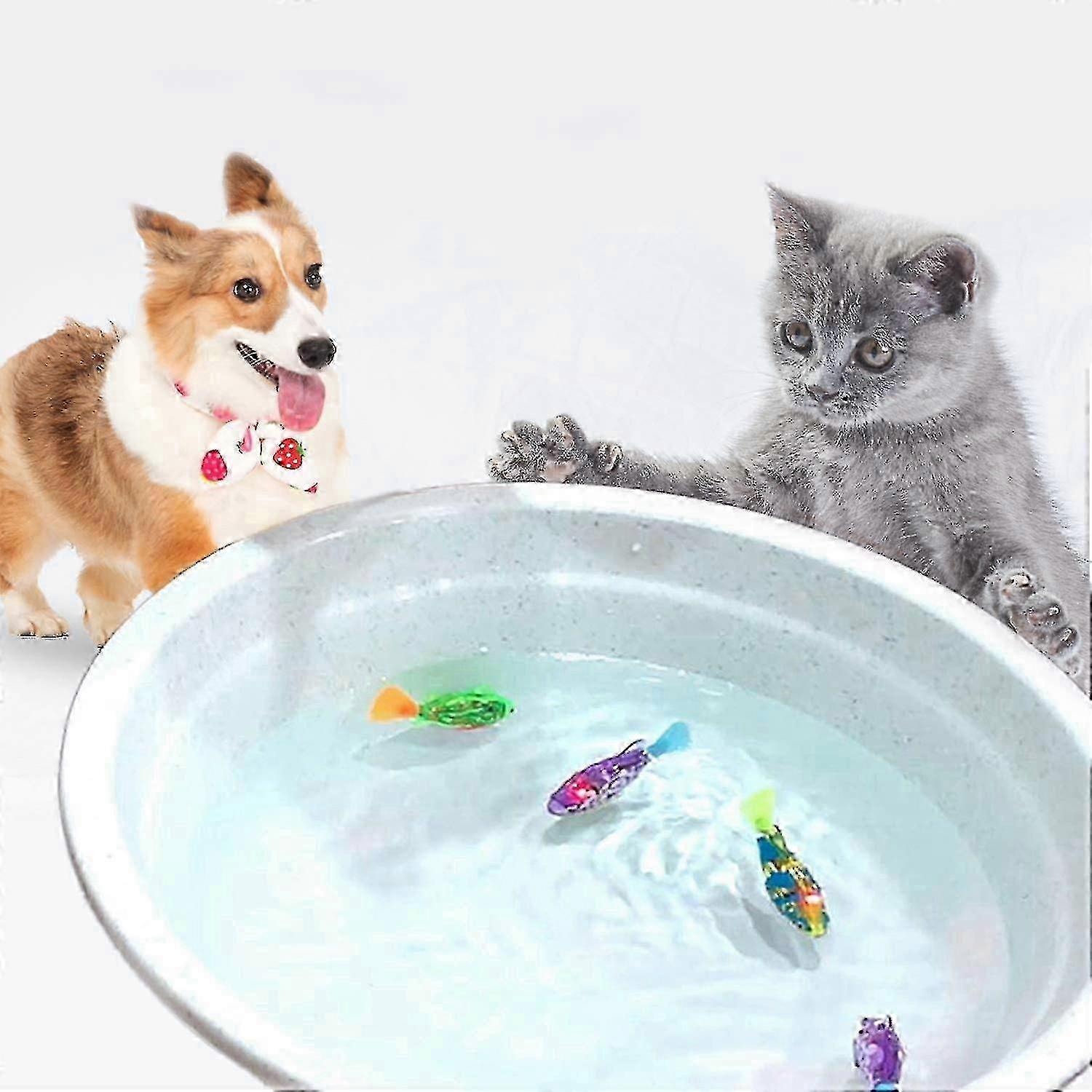 Interactive Swimming Robot Fish Toy for Cat and Dog with LED Light Activated in Water Magical Electric Toy