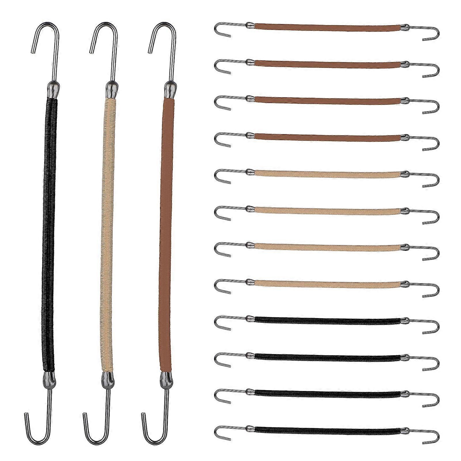 15Pcs Hair Bungee Ties with Smooth Metal Hooks for Easy Ponytail Styling, MultiColor Set