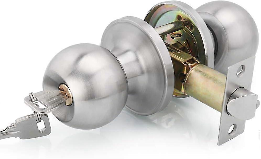 Privacy Door Knobs,6 Pack Brushed Nickel Round Keyless Doorknobs Interior Door Knobs for Bedroom/Bathroom, Privacy Function