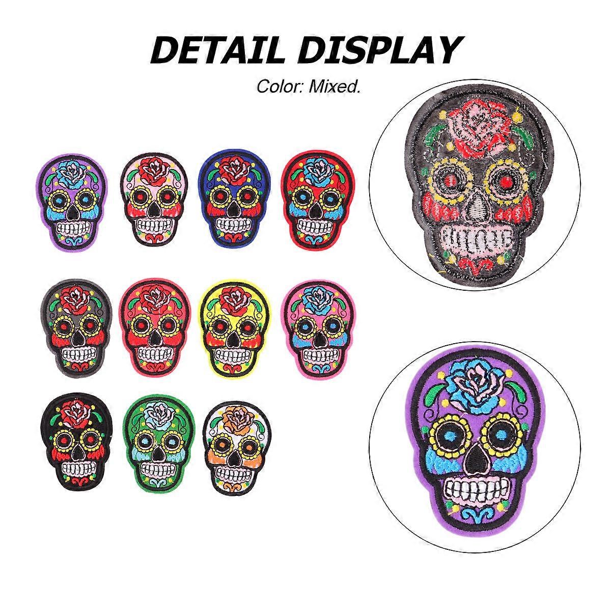 11pcs Skull Cloth Patch Creative Costume Embroidery Pattern for Coat Bag Hat Mixed Design