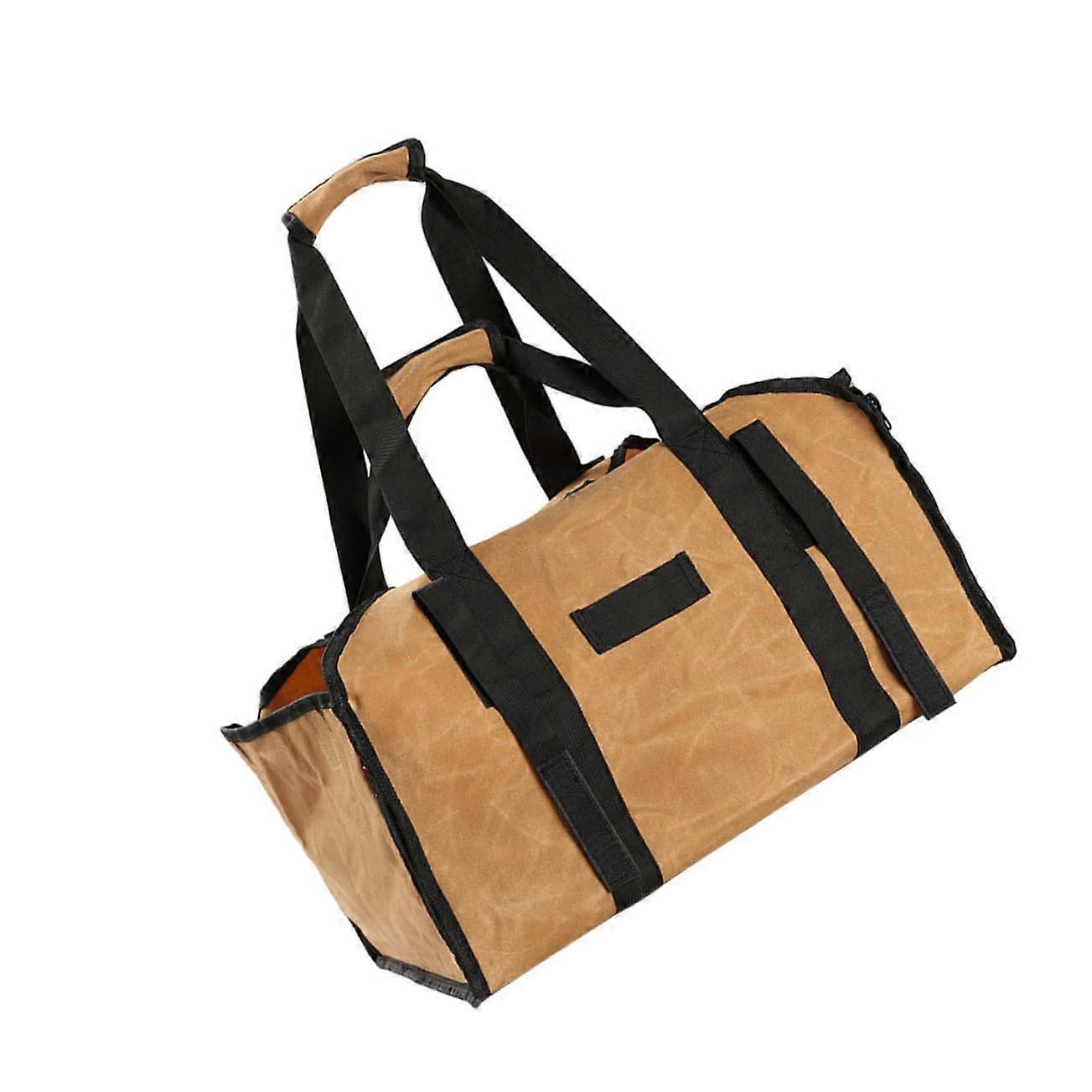 Firewood Carrier Bag Heavy Duty Canvas Log Tote Large Capacity Enclosed Design with Double Handles