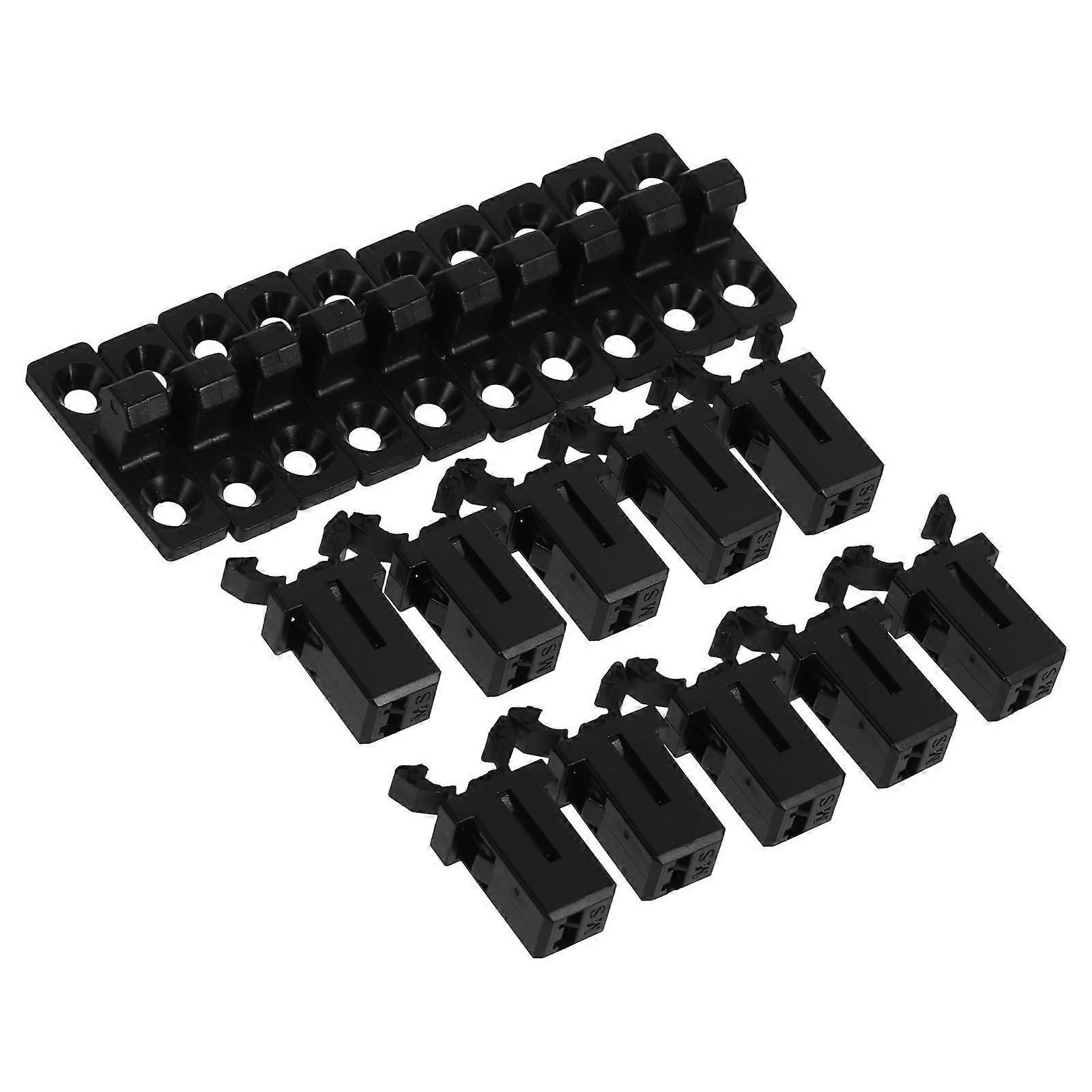 Garbage Can Bin Lid Replacement Latch with 10Sets Press Buckles Black