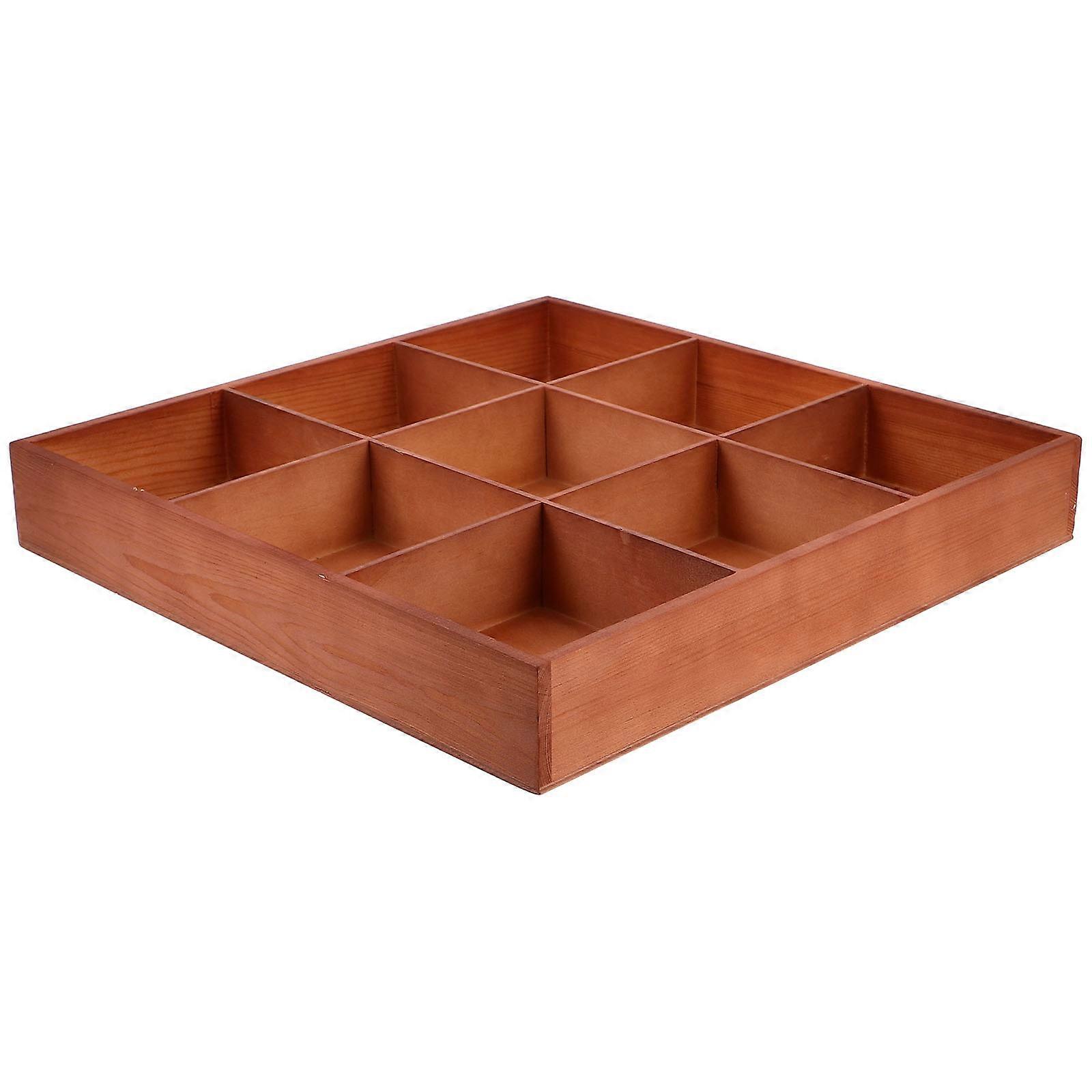 Brown Wooden Display Box for Storage Organizer with Dividers