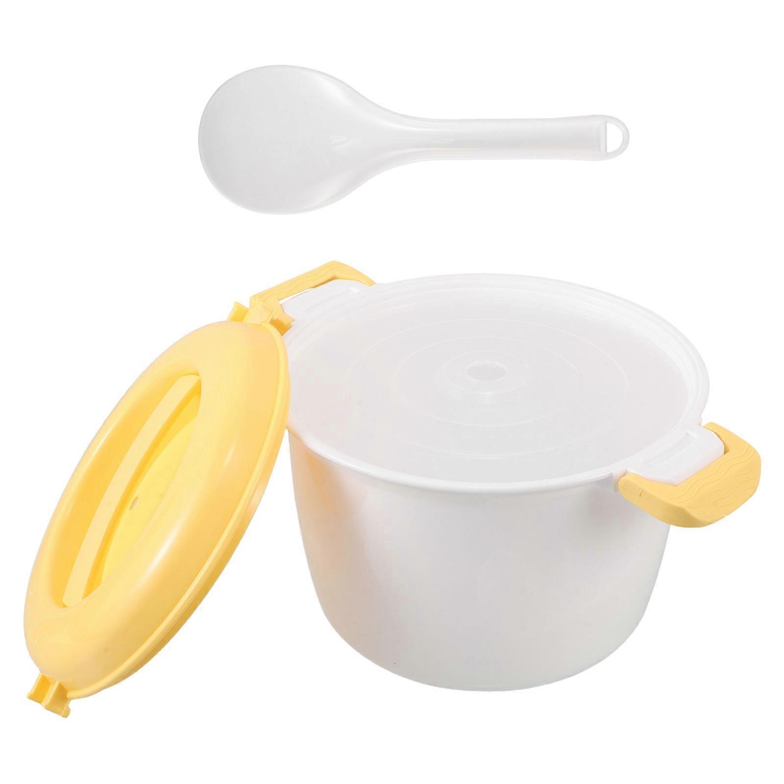 Microwave Rice Cooker for Home Use with Steaming 1.8L Yellow