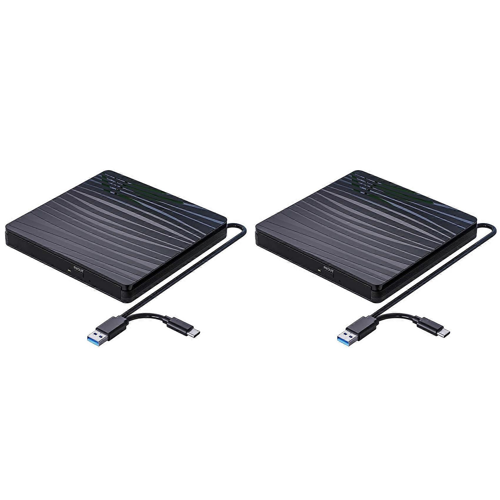 2X External CD/DVD Drive for Laptop,USB 3.0 & Type-C Portable CD DVD +/-RW Burner Optical Drive Reader Writer DVD Player