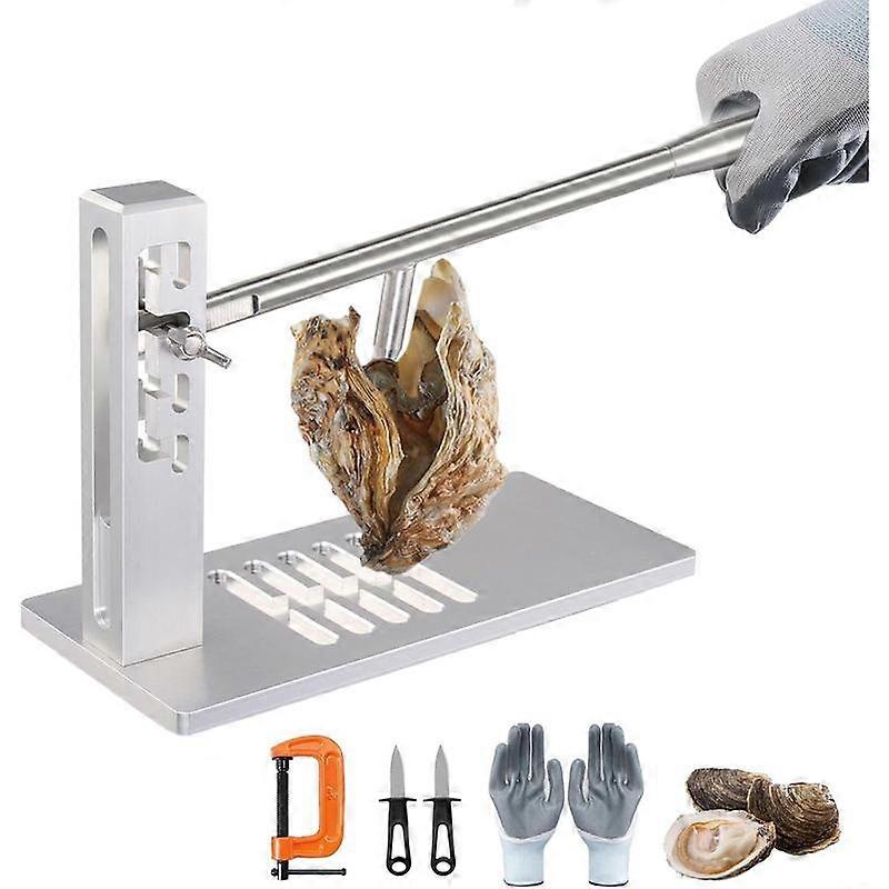 Oyster Shucker Machine Adjustable Oyster Shucker Tool Oyster Clam Opener Machine Including Knifes, Glove and G-Clip, Seafood Tools Set for H