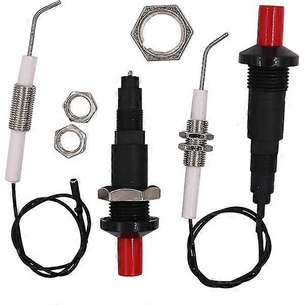 2-pack gas grill/barbecue lighter, push-button piezo igniter with ceramic threaded universal spark plug cable with 30 cm long ignition electrodes