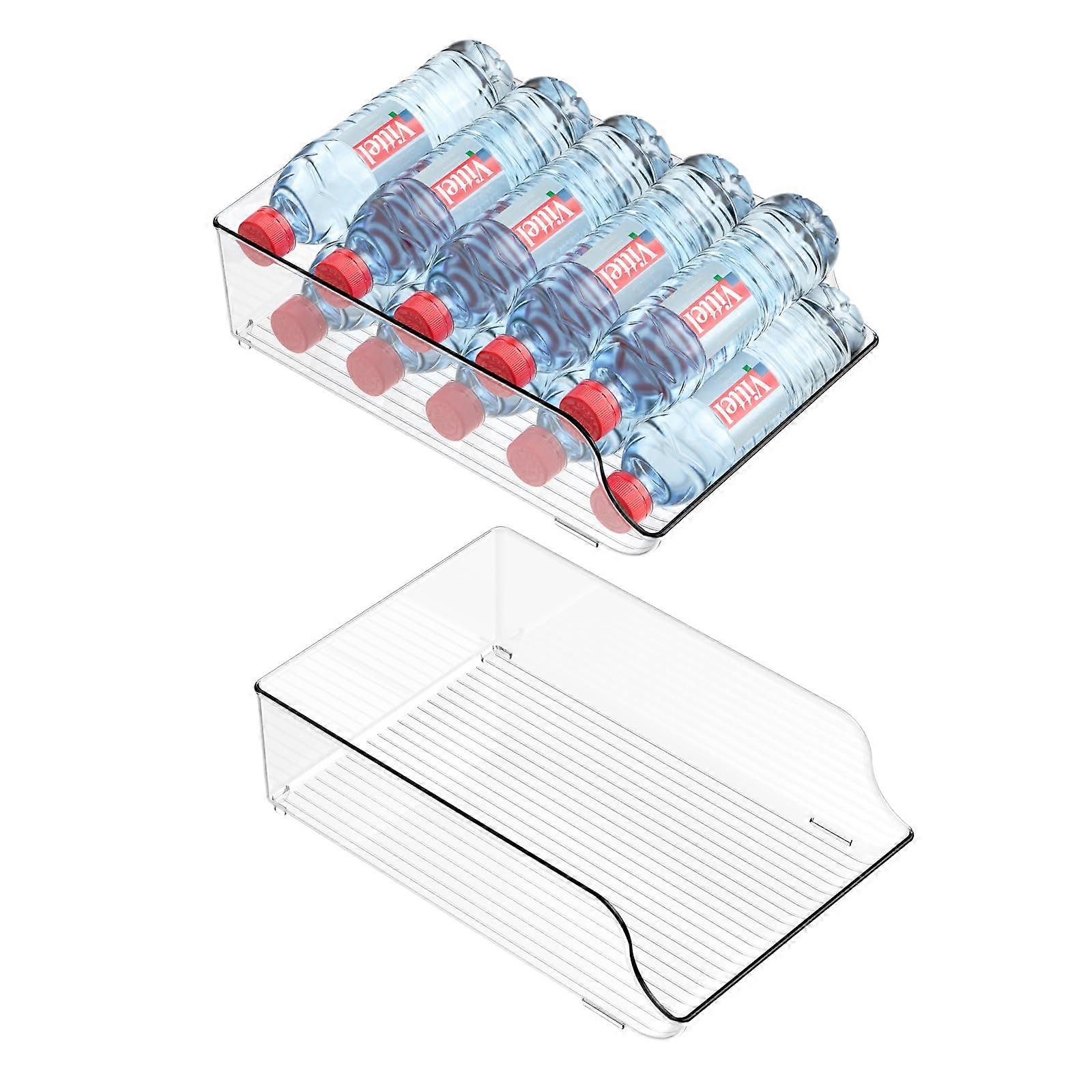 Water Bottle Organizer for Fridge, Clear Stackable BPA  Beverage Storage Rack 2 Pack