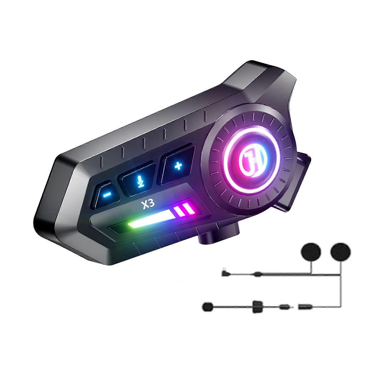 Motorcycle Bluetooth Headset with Noise Reduction, IP67 Waterproof Helmet Intercom, 20H Playtime