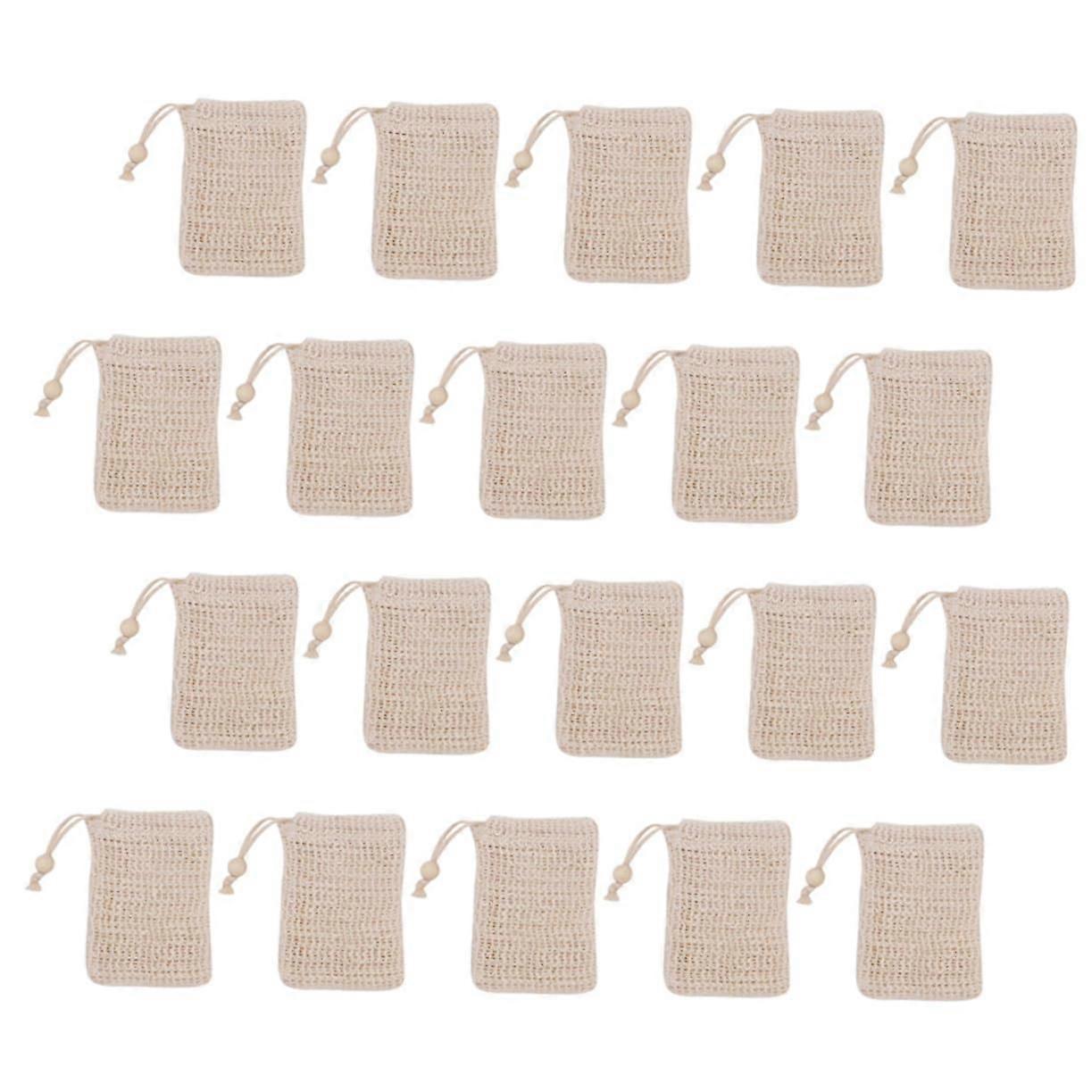 20pcs Cotton Mesh Soap Saver Bag with Drawstring, Quick Dry Exfoliating Pouch for Face and Body