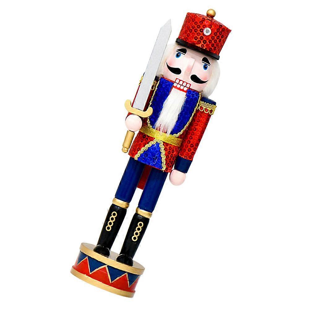 Nutcracker Christmas Decor Wooden Nutcracker Figurine for Holiday 2Pcs