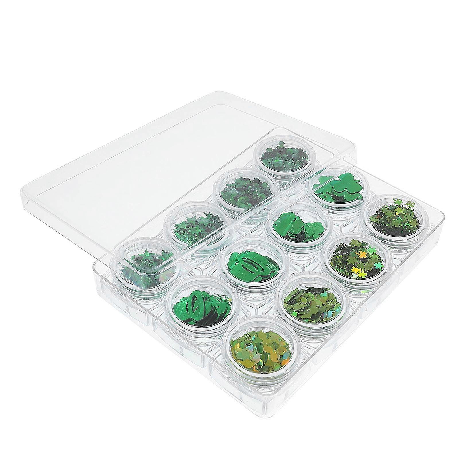 Green Sequin Nail Decorations St Patrick Day Nail Art Accessory 1 Box