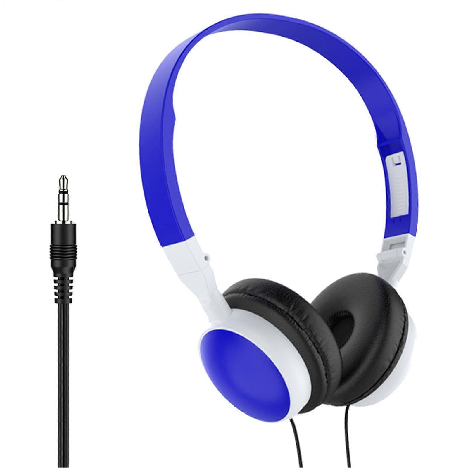 Computer Headset OverEar Wired Noise Cancelling Foldable Headphones for PC Mobile Tablet Dark Blue