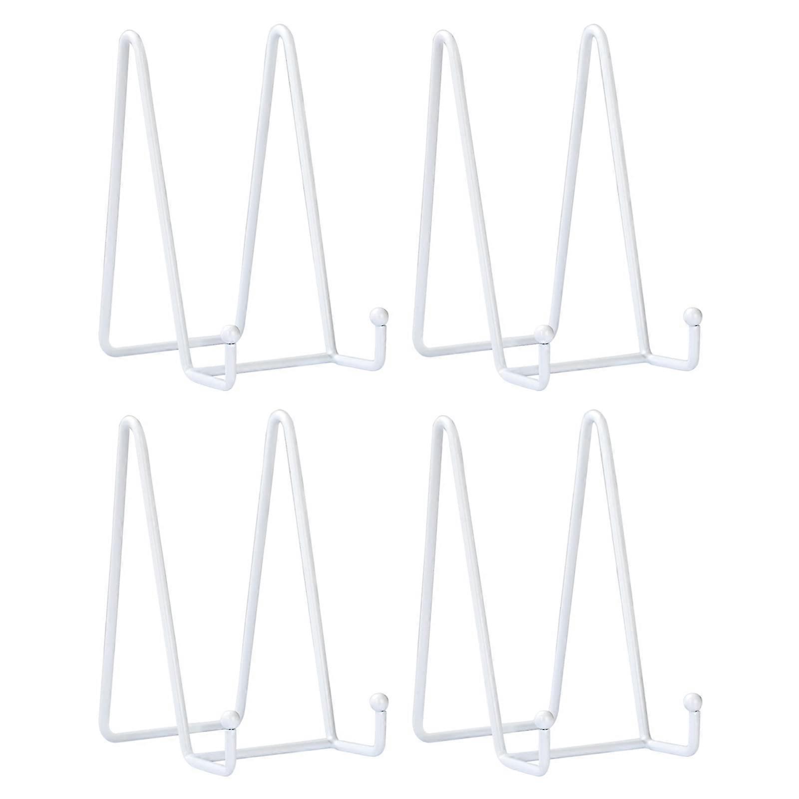 Plate Display Stand Set of 4, White Iron Easel for 715 Inch Plates and Photo Frame Display