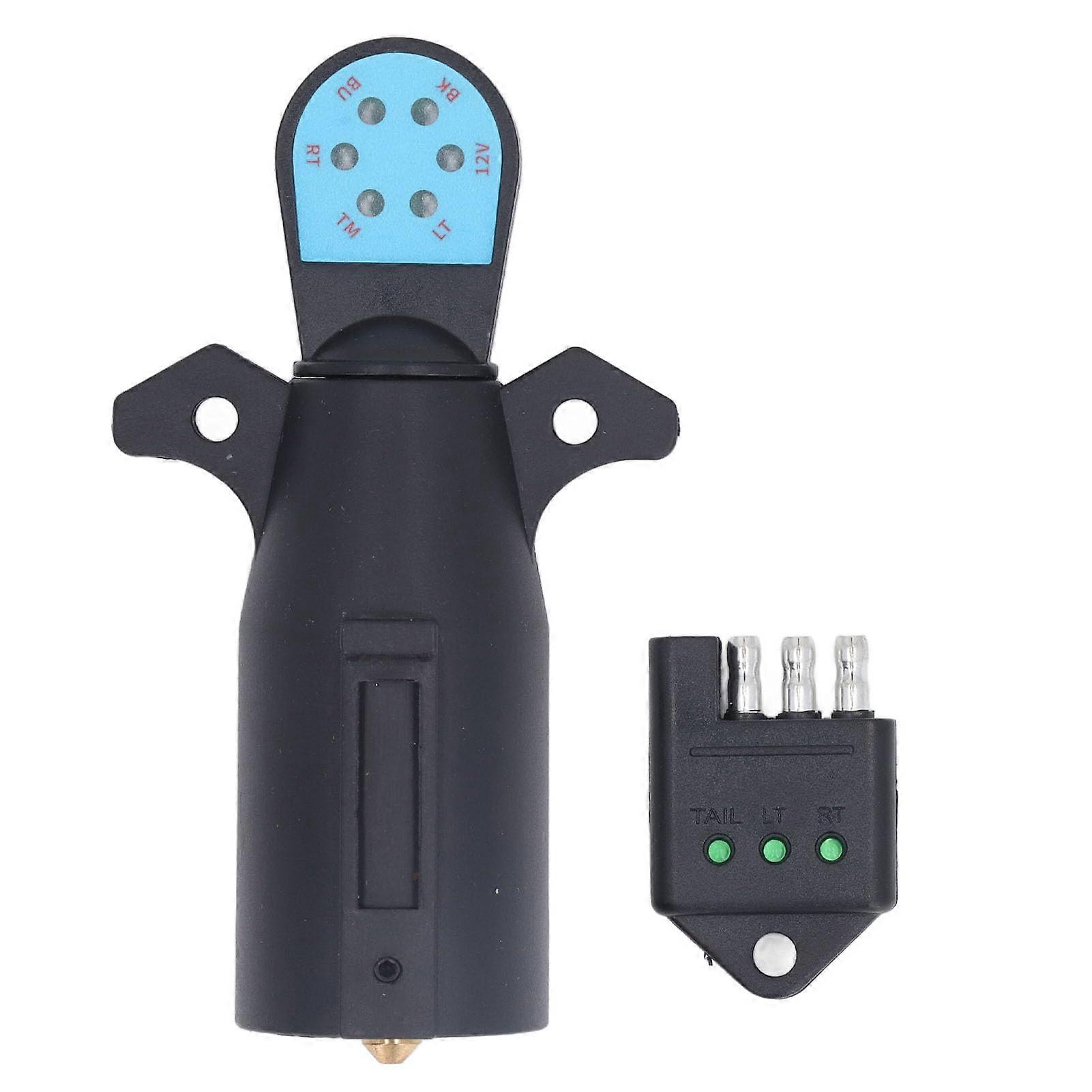 7 Way Trailer Light Tester with LED Indicators, 7 to 4 Pin Plug for RV, Boat and Utility Trailers